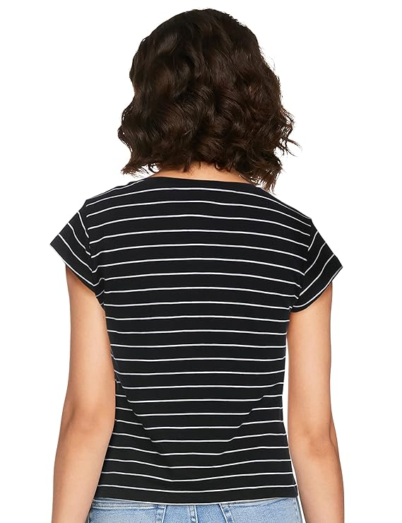 Almas Striped Black White Tee Shirts - Basic Poly Blend - Short Sleeves