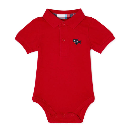 GARANIMALS Fish Red Cotton Polo Romper - Made in Bangladesh - Summer Soft Fabric