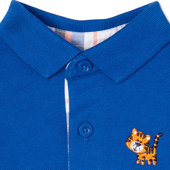 GARANIMALS Lion blue Cotton Polo Romper - Made in Bangladesh - Summer Soft Fabric