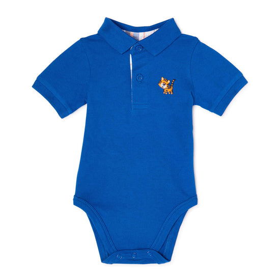 GARANIMALS Lion blue Cotton Polo Romper - Made in Bangladesh - Summer Soft Fabric
