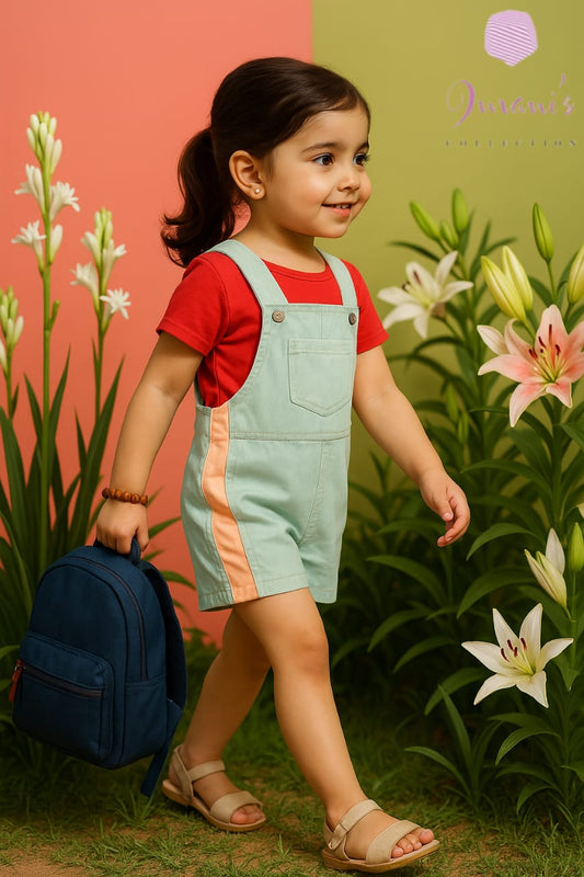 ZEEMAN Girls Denim Panel Dungaree-Original Export-Premium Quality Denim