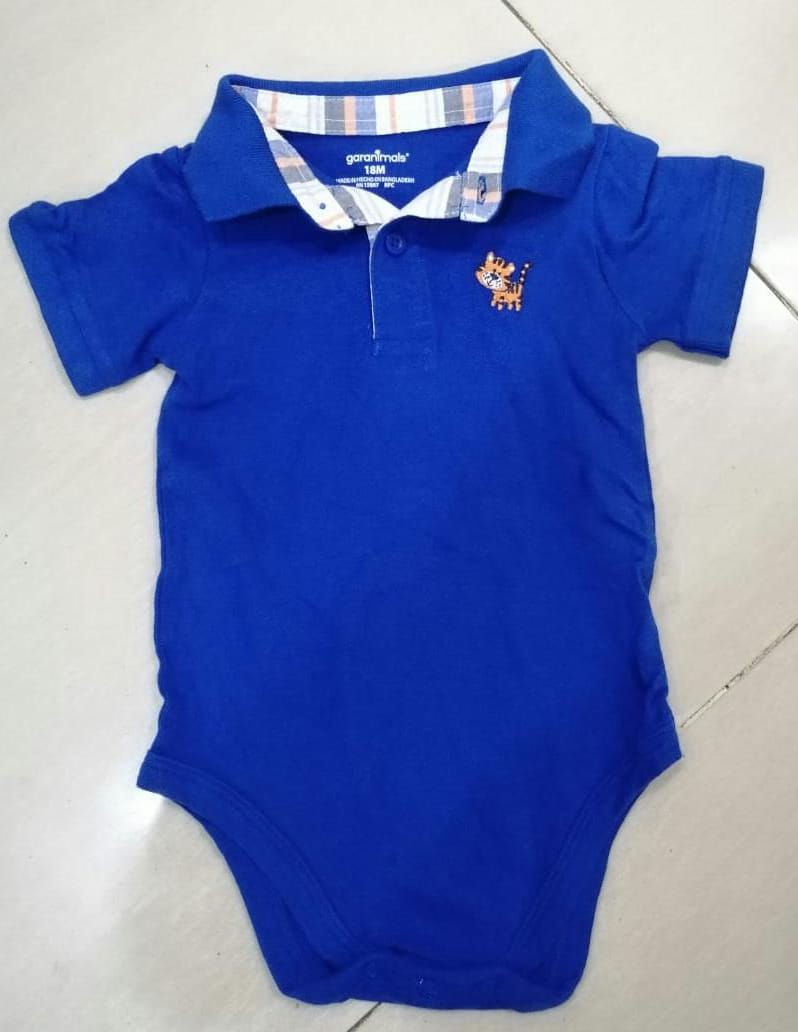 GARANIMALS Lion blue Cotton Polo Romper - Made in Bangladesh - Summer Soft Fabric