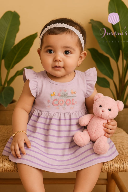 Branded Frock Purple Stripes Ultra Soft Cotton Jersey (3Months to 24Months) (Copy)