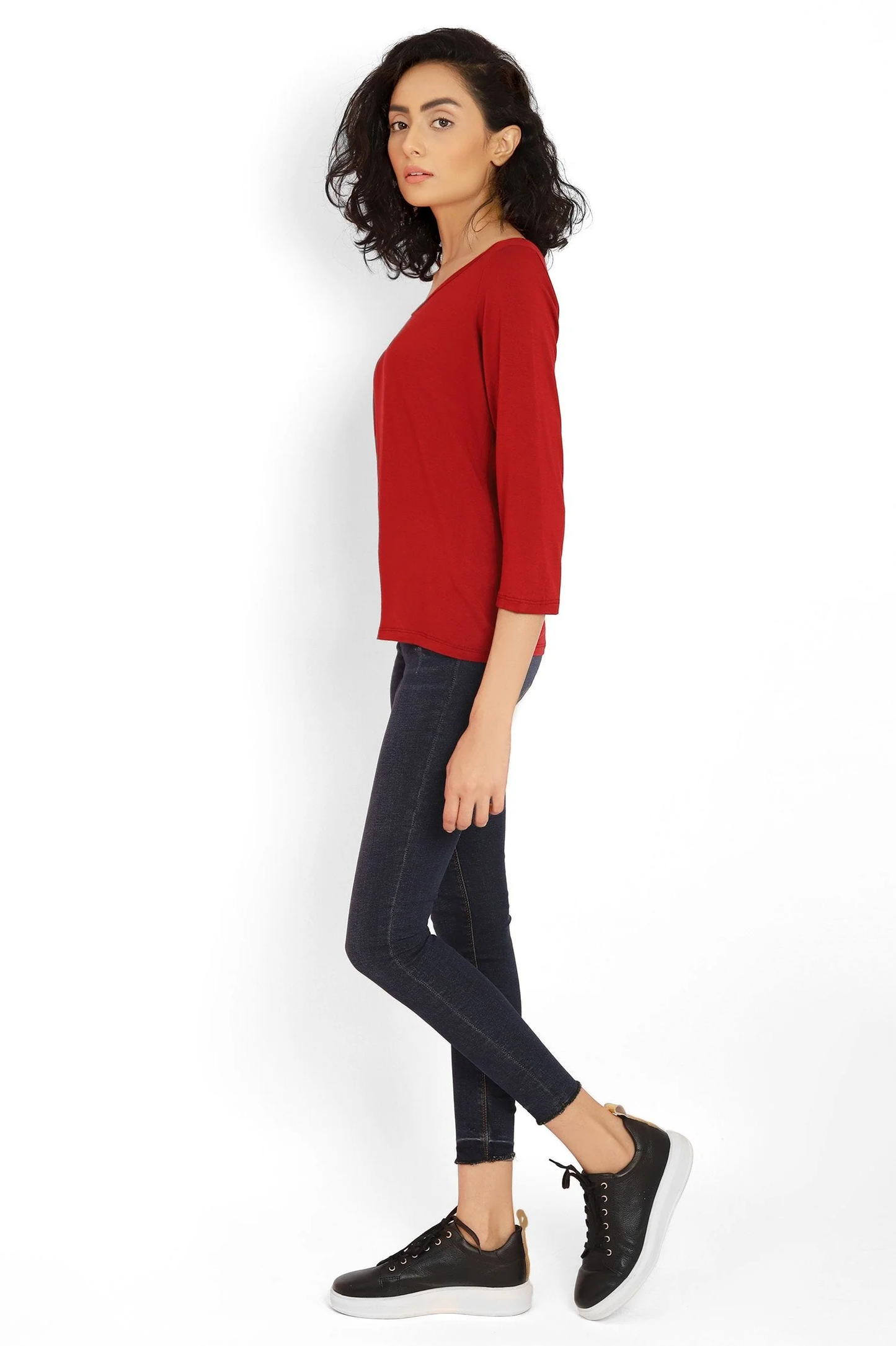 ALMAS Tee Shirt - Soft Stretchable Fabric l Broad neck 3/4 sleeves