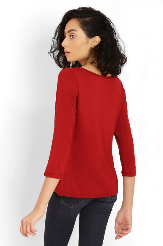 ALMAS Tee Shirt - Soft Stretchable Fabric l Broad neck 3/4 sleeves