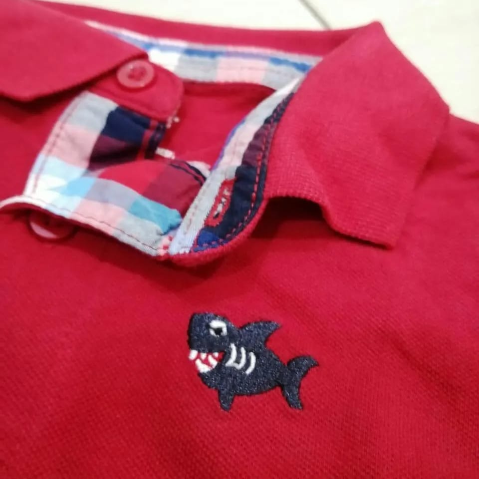 GARANIMALS Fish Red Cotton Polo Romper - Made in Bangladesh - Summer Soft Fabric