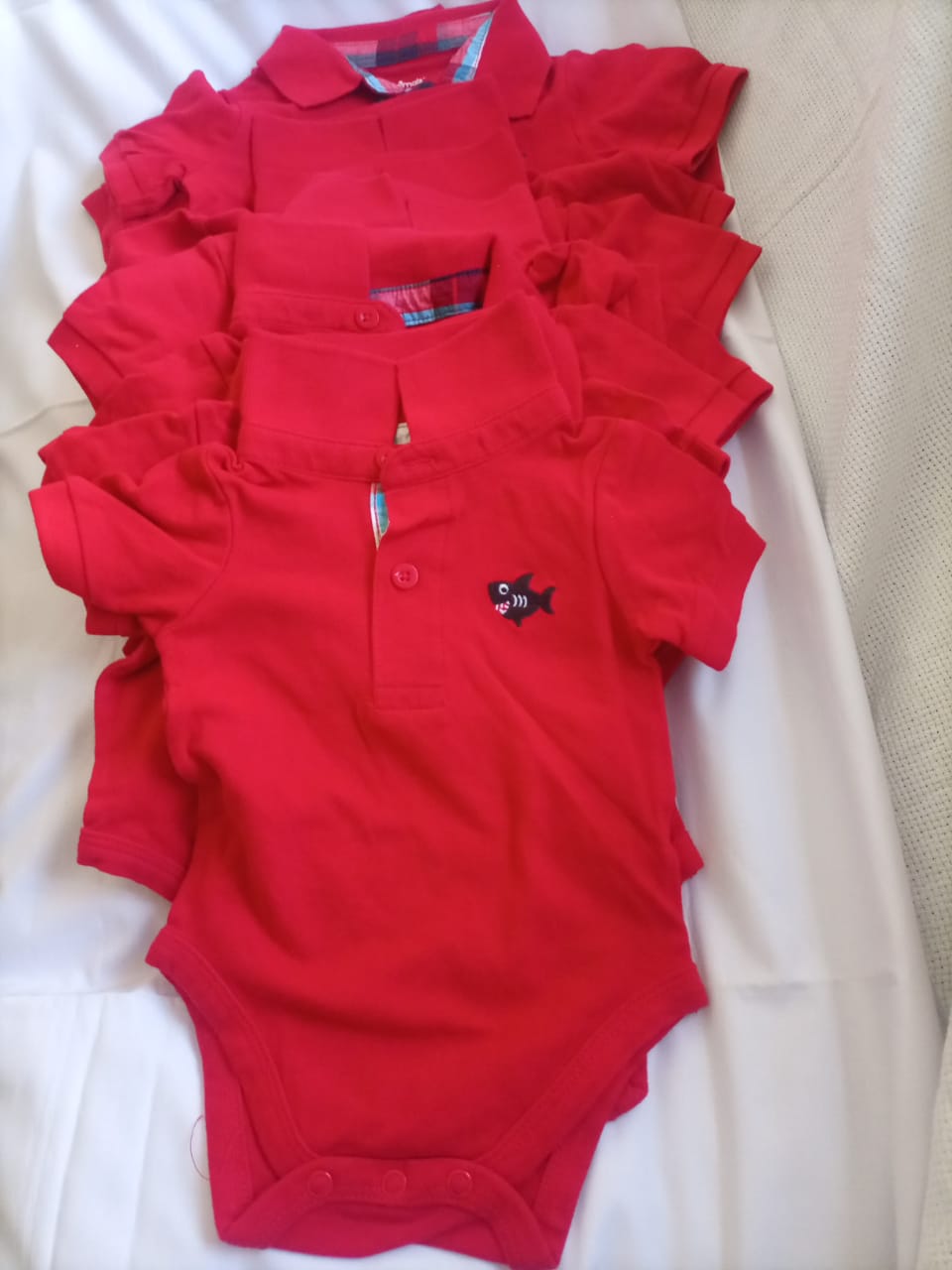 GARANIMALS Fish Red Cotton Polo Romper - Made in Bangladesh - Summer Soft Fabric