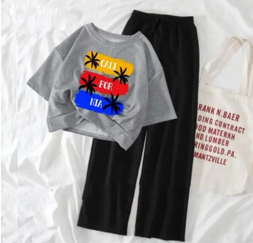 "Summer Cozy Tee & Flapper Trouser Combo for Women/Girls ☀️👚"