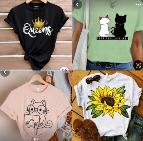 "Pack Of 4 Half Sleeves Printed T-Shirt For Girls & Women ππ"
