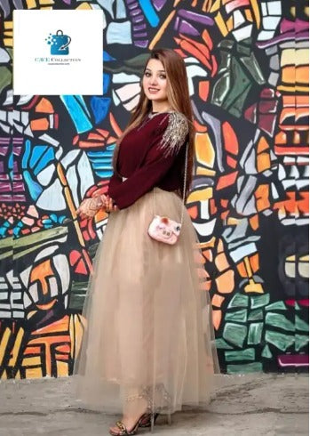 Fashion Designer Stitched Skirt Maxi Suit (Top & Skirt) 👗✨"