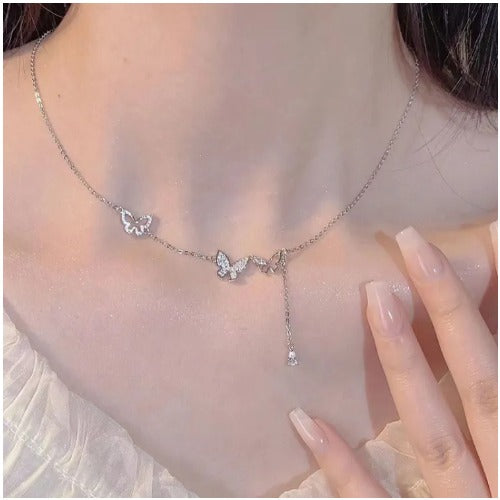"Shiny Butterfly Tassel Necklace π¦ Elegant Jewelry Gift"