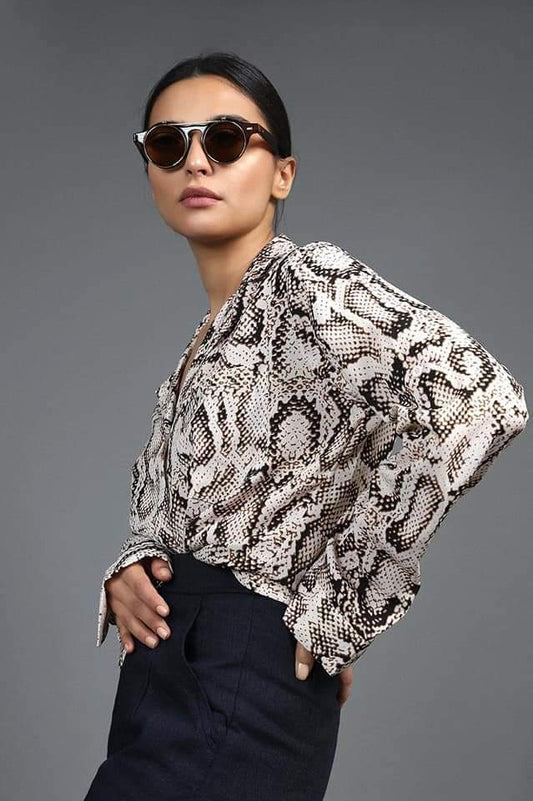 Almas Snake Print Sleeping Collar  - Perfect for Office & outdoor - Blended Fabric