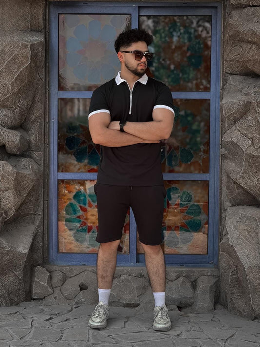 🔥 Stay Cool - Look Cooler – With Zip Polo & Shorts Set!