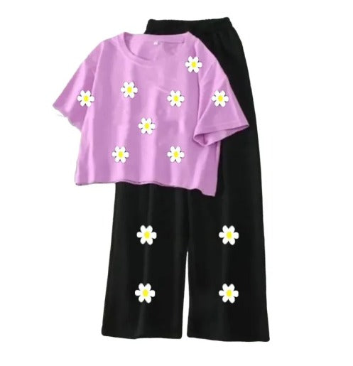 "Summer Cozy Tee & Flapper Trouser Combo for Women/Girls ☀️👚"