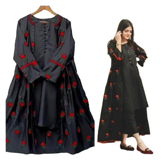 "Stylish Collection Stitched Embroidered Flower Gown 3Pc Dress for Women ππΈ"