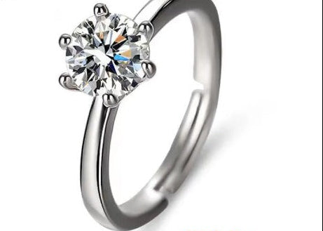 "Adjustable Silver Zircon Ring 💍 Best Gift in Box!"