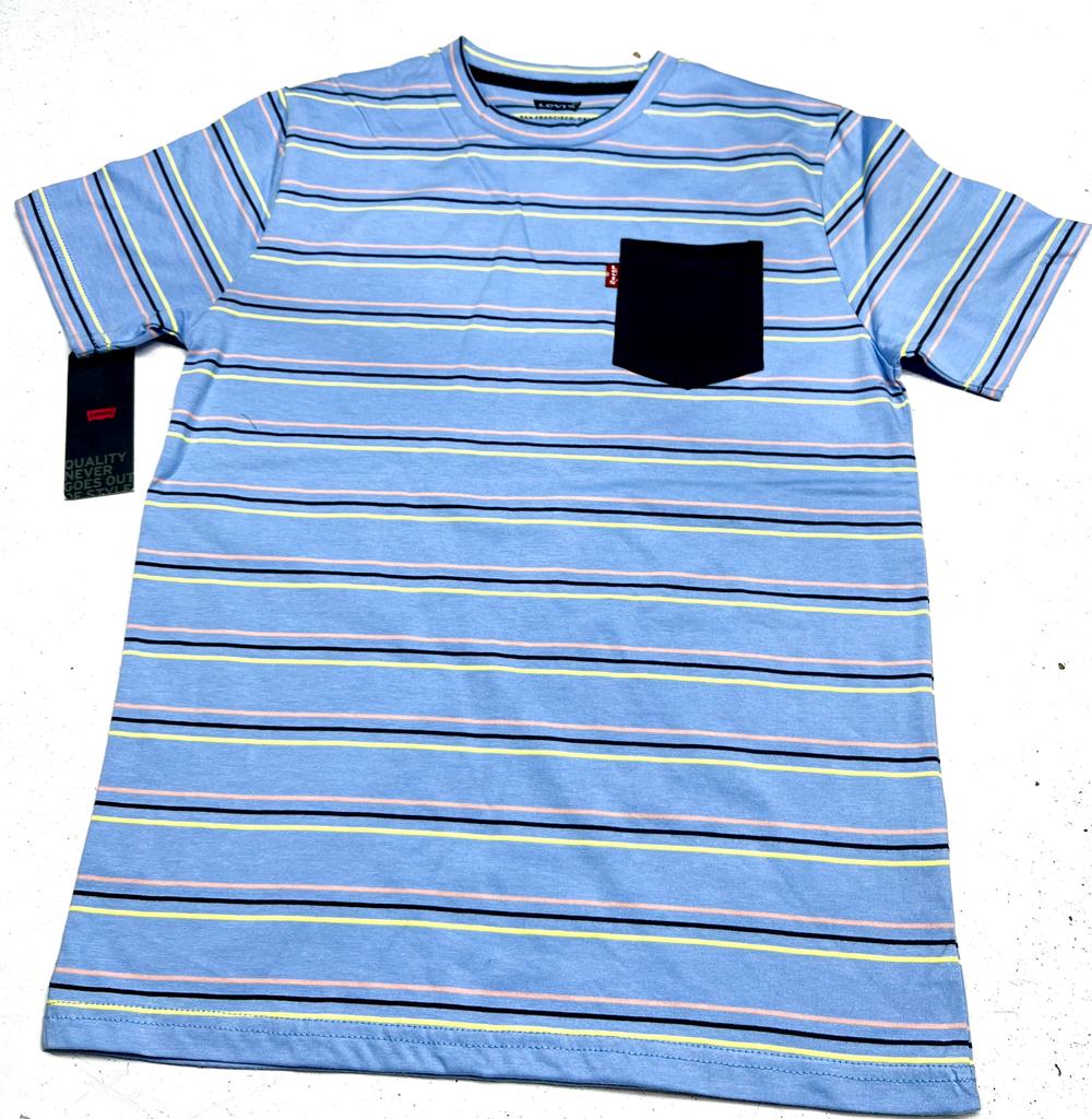 Levi´s Tees - Crew Neck Pocket on Chest - Ultra Soft Cotton mix - Stripe Sort Sleeve