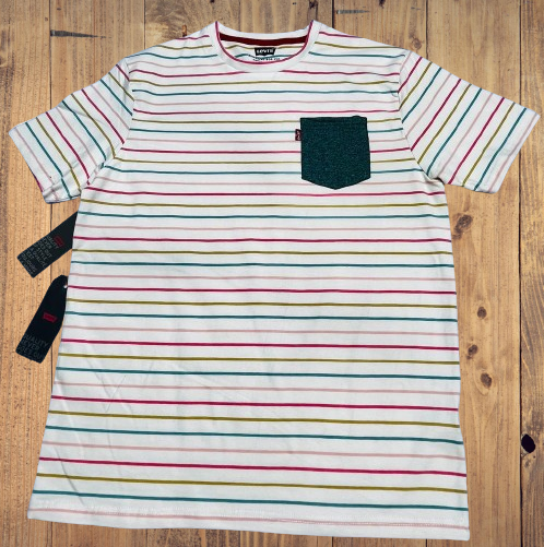 Levi´s Tees - Crew Neck Pocket on Chest - Ultra Soft Cotton mix - Stripe Sort Sleeve