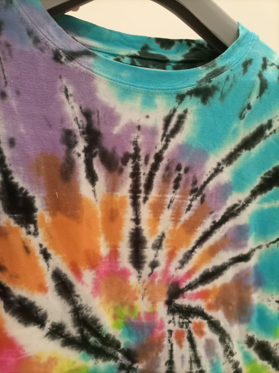 PoPSurf Eye Catching Tie Dye Tee shirt for Women (Tie Dye Neon Bright Rainbow)