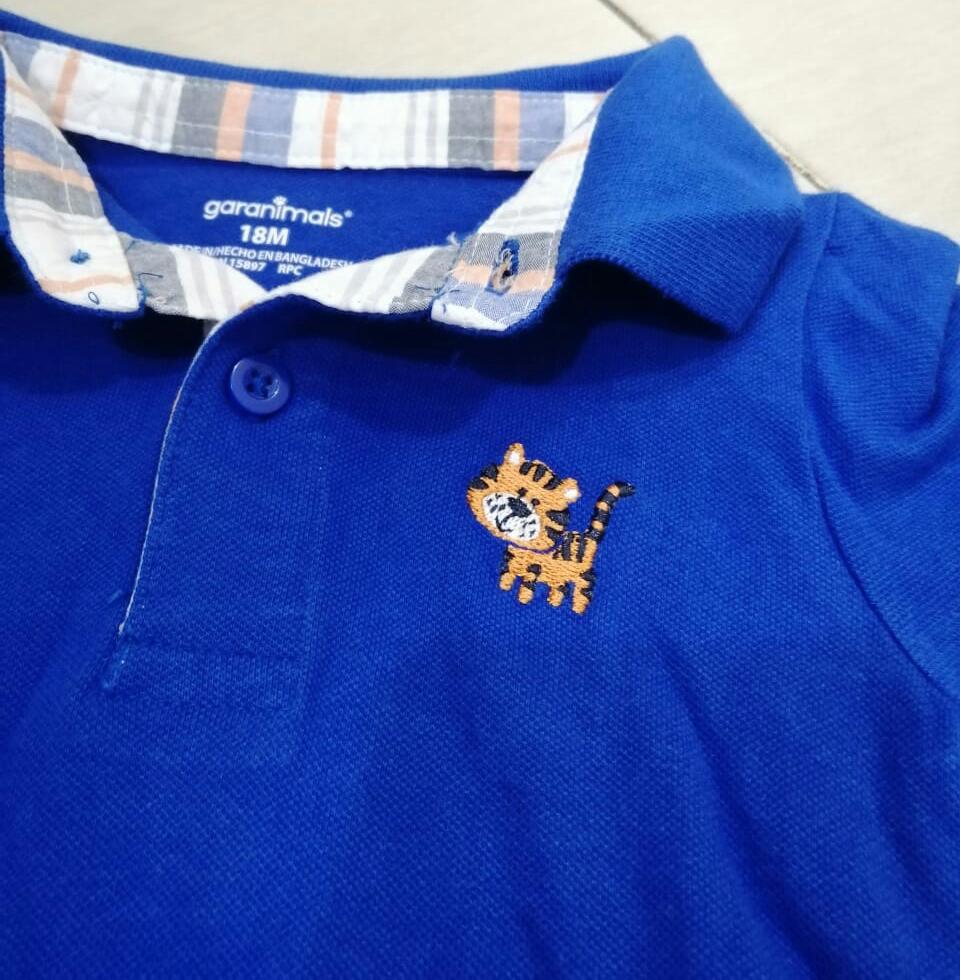 GARANIMALS Lion blue Cotton Polo Romper - Made in Bangladesh - Summer Soft Fabric