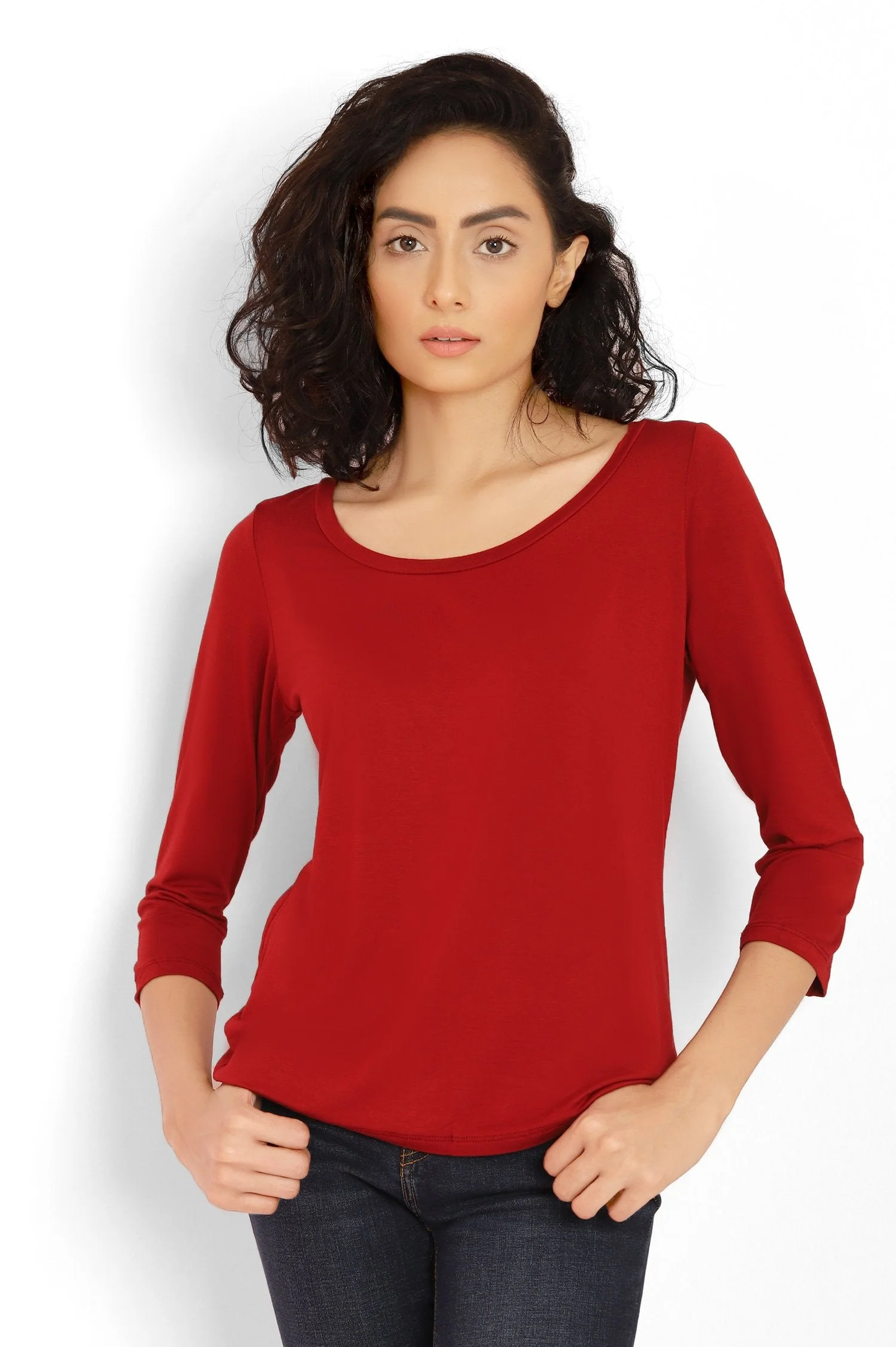 ALMAS Tee Shirt - Soft Stretchable Fabric l Broad neck 3/4 sleeves