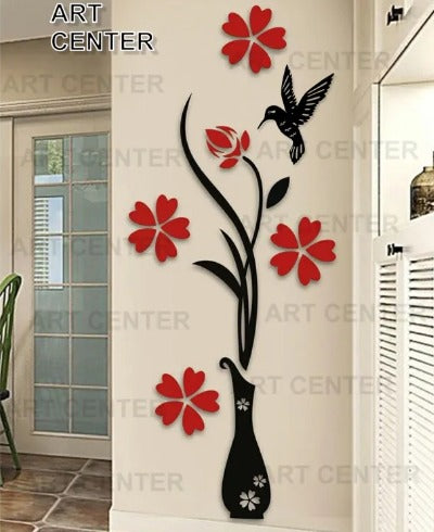 🖼️ Red & Black Vase - Premium Quality Wall & Room Decoration 🏠✨