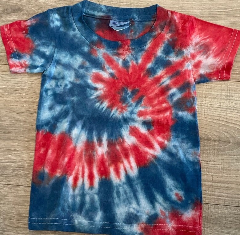 PoPSurf Eye Catching Tie Dye Tee shirt for Women (Red and Blue)