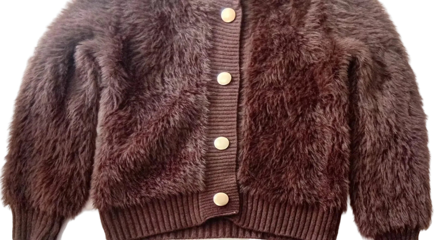 Fuzzy Fur Cardigan  - Fur sweater - Free size - Stretchable - Women & Girls